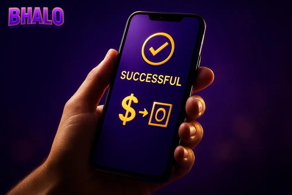BHALO Nagad withdrawal โ a hand holding a phone showing a successful money transfer notification BHALO Nagad withdrawal โ a hand holding a phone showing a successful money transfer notification