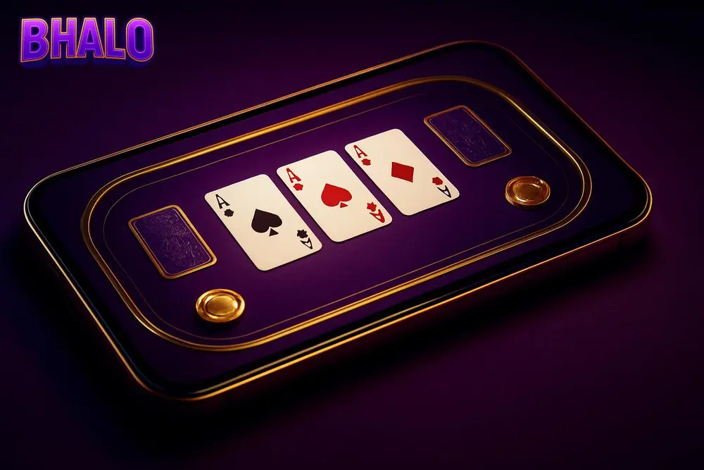BHALO Teen Patti โ a smartphone screen showing an online card game table interface BHALO Teen Patti โ a smartphone screen showing an online card game table interface